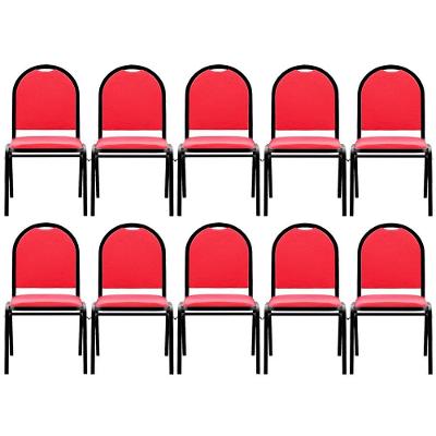 Kit 10 Cadeiras Hoteleiras Auditório Sintético Vermelho