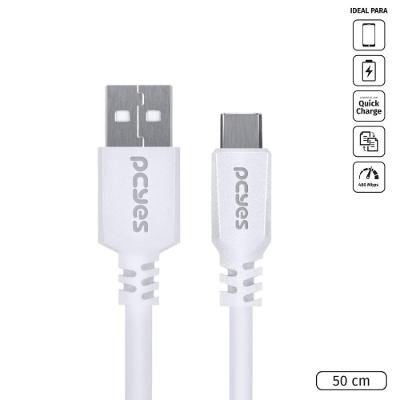 Cabo Usb A 2.0 Para Usb Tipo C 50cm Branco - Puacb-05