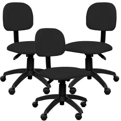 Kit 3 Cadeiras De Escritório M2 Corano Preto