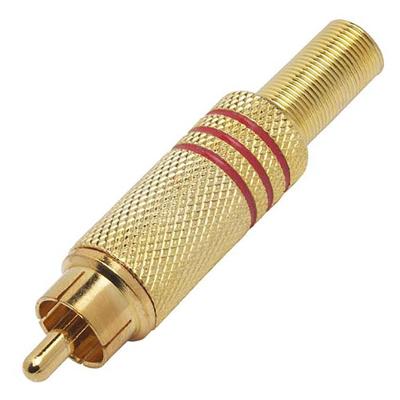 Plug Rca Macho 6/7mm Tarja Vermelha Com Mola Generico