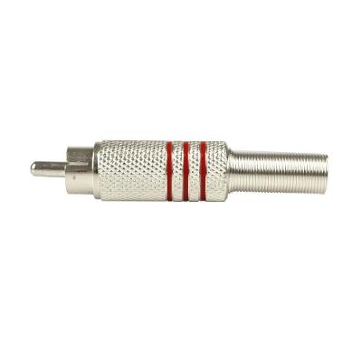 Plug Rca Metal Evus Com Mola Listras Vermelhas Macho C-074