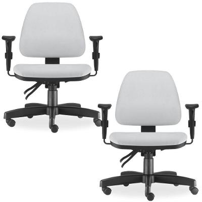 Kit 02 Cadeiras Escritório Sky L02 Couro Sintético Branco