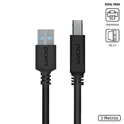 Cabo Impressora e Hd Externo Usb A 3.0 Macho para Usb B 3.0