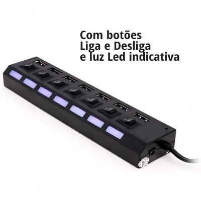 Hub De Usb 7 Portas 2.0 Hd Extensor High Speed Pen Drive Hd