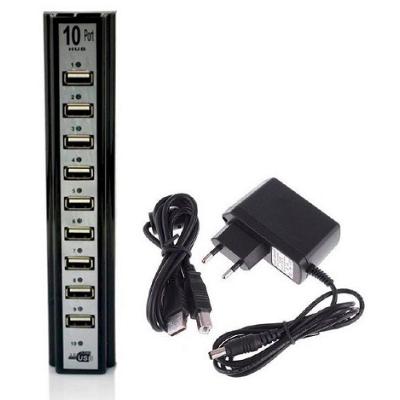 Hub com 10 Portas Usb 2.0 + Fonte Alimentação Serve P/ Pc Notebook