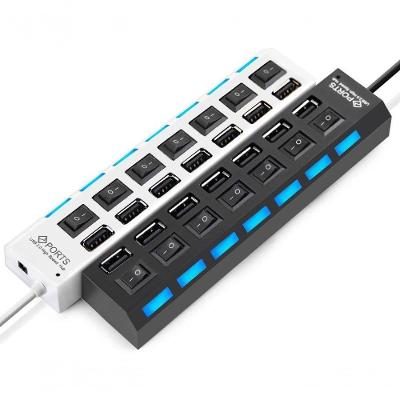 Hub Multiuso Conexão De Dados - 7 Portas Usb 2.0 Branco Ou Preto