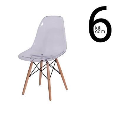 Conjunto 6 Cadeiras Eames Dsw Policarbonato Incolor