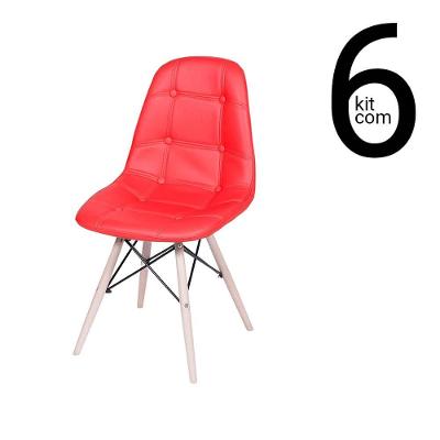 Conjunto 6 Cadeiras Eames Dsw Botonê Vermelha