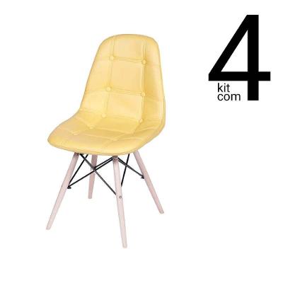 Conjunto 4 Cadeiras Eames Dsw Botonê Amarela
