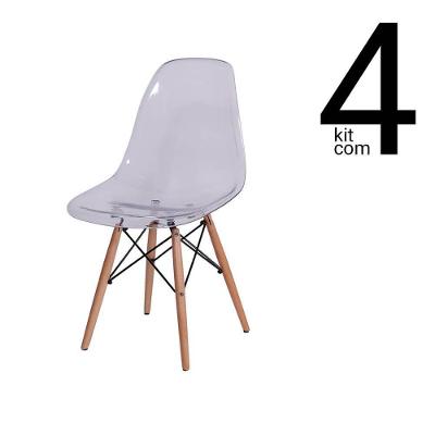 Conjunto 4 Cadeiras Eames Dsw Policarbonato Incolor