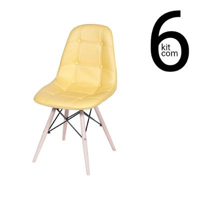 Conjunto 6 Cadeiras Eames Dsw Botonê Amarela