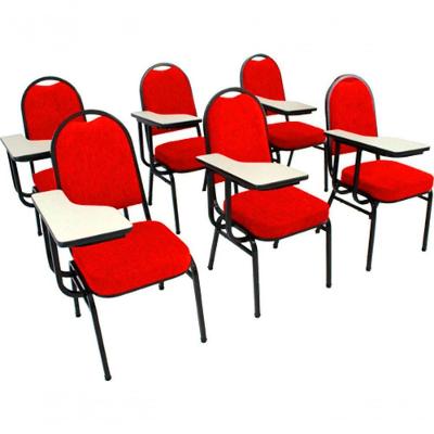 Kit Com 6 Cadeiras Para Auditórios Linha Hotel Vermelho.
