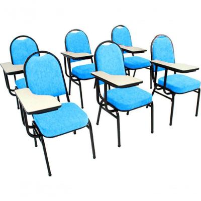 Kit Com 6 Cadeiras Para Auditórios Linha Hotel Azul