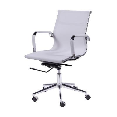 Cadeira Giratória Baixa Office Tela Branca Base Rodízio Cromado