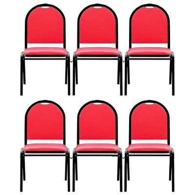 Kit 6 Cadeiras Hoteleiras Auditório Sintético Vermelho