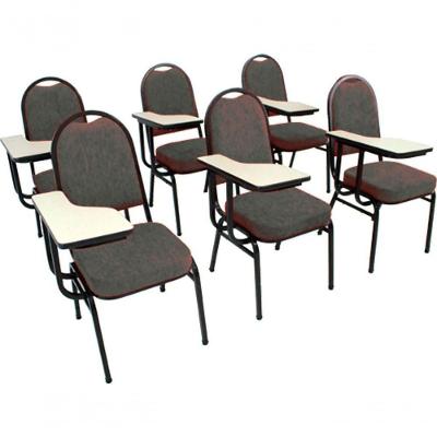 Kit Com 6 Cadeiras Para Auditórios Linha Hotel Cinza