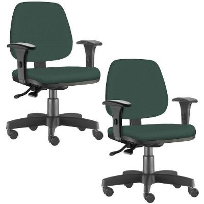 Kit 02 Cadeiras Job L02 Escritório Crepe Verde Musgo