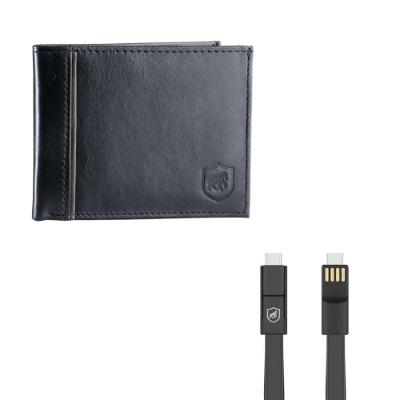 Kit Carteira De Couro Maverick + Cabo Slim 3 Em 1 De  - Gshield