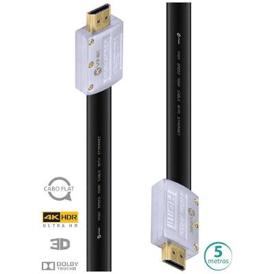 Cabo Hdmi 2.0 4K Ultra Hd 3D Conexao Ethernet Flat Com Conector Desmontavel 5 Metros - H20Fl-5