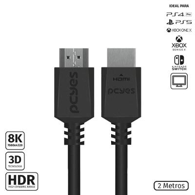 Cabo Hdmi Ultra 2.1 28awg Puro Cobre 8k 60hz 2 Metros