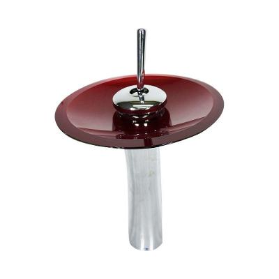 Torneira Monocomando De Vidro Redonda Alta Vermelho Cereja