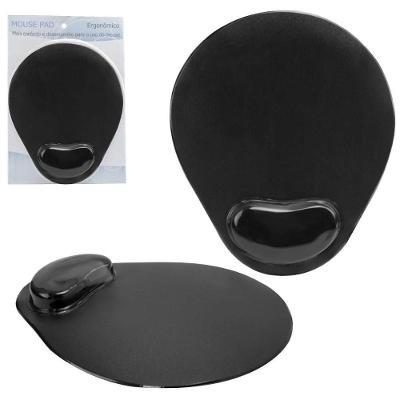 Mouse Pad Com Apoio Para Pulso Em Gel E Base Emborrachada De Silicone Preto