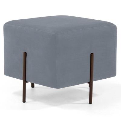 Puff Decorativo 45cm Base Aço Status B-317 Veludo Cinza
