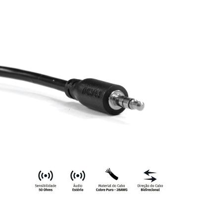 Cabo P2 3.5Mm Macho Para P2 3.5Mm Macho 28Awg Puro Cobre 2 M