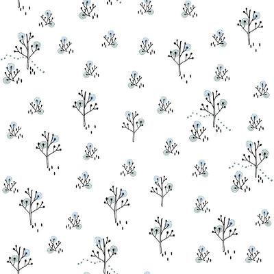 Papel De Parede Infantil Arvores Branco Com Preto