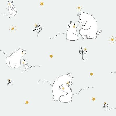 Papel De Parede Infantil Ursinhos Branco Fofura Baby Ff4002