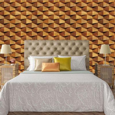Papel De Parede Adesivo Bloco 3D De Madeira Lavável Cozinha 1,5m