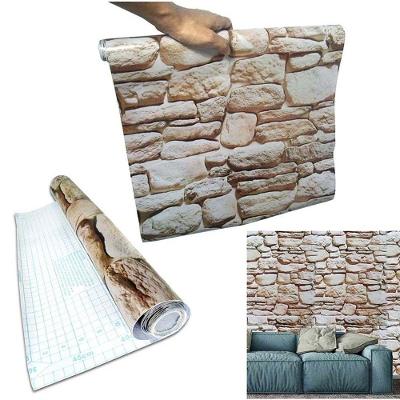 Papel De Parede Autoadesivo Vinilico Canjiquinha Pedra Rolo Lavavel Fosco Marrom Claro