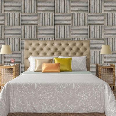 Papel De Parede Adesivo Bloco 3D De Madeira Lavável Cozinha 1,5 Metros