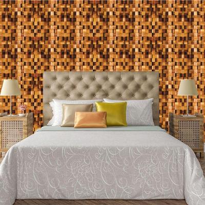 Papel De Parede Adesivo Bloco 3D De Madeira Lavável Cozinha 3 Metros