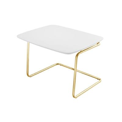 Mesa De Centro Kairos Base Ouro 54x43cm Larflex Cor:branco