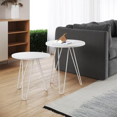Mesa De Canto Duo Lisboa Ferro Branco Tampo Branco