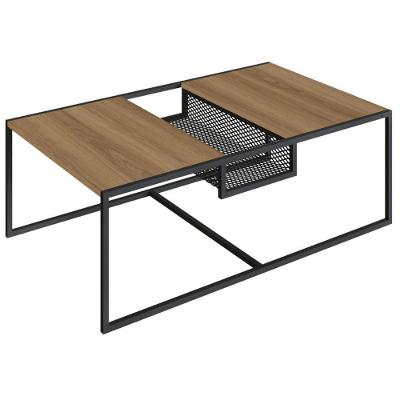 Mesa De Centro Industrial York Artesano Retangular 100 Cm (Largura) Em Mdp Hanover Aço Preto