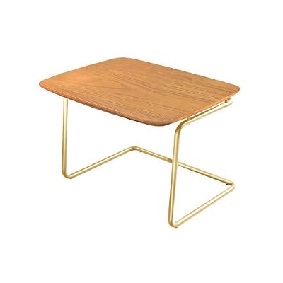 Mesa De Centro Kairos Base Ouro 54x43cm Larflex Cor:castanho