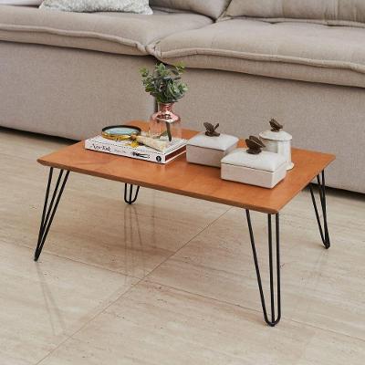 Mesa De Centro Retangular Industrial Pé De Ferro - Bege