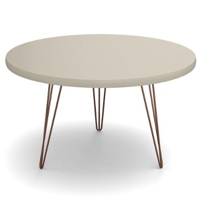 Mesa De Centro Redonda Base Aço Evolution Off White