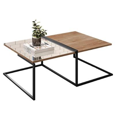 Mesa De Centro Industrial Com Espelho Aurora - Ssx Multicoisas