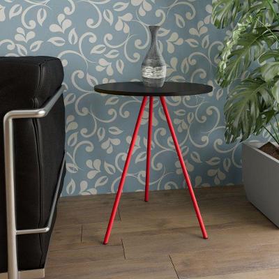 Mesa Lateral Gabriela Wood Preto E Vermelho - Cor: Preto
