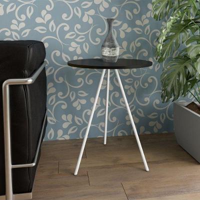 Mesa Lateral Gabriela Wood Preto E Branco - Cor: Preto