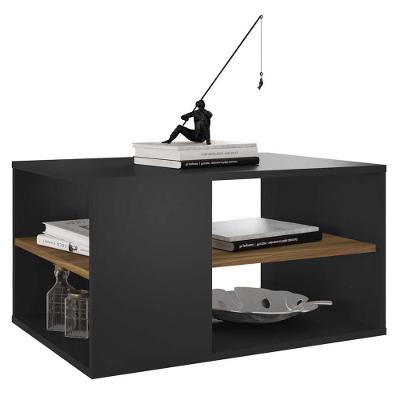 Mesa De Centro Retangular Com Divisória Opala Preto Caemmun