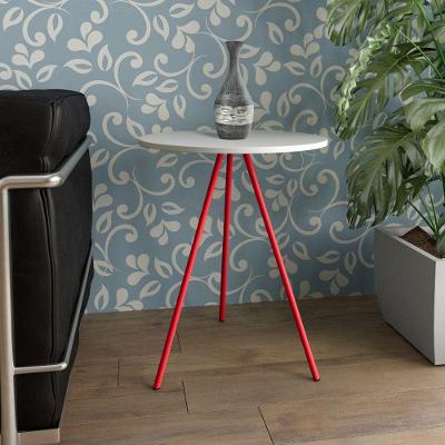 Mesa Lateral Gabriela Wood Branco E Vermelho - Cor: Vermelho
