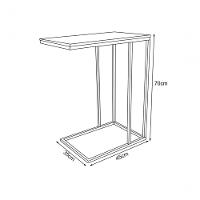 Mesa Lateral Tampo Madeira Amendoa Base Branco - 3