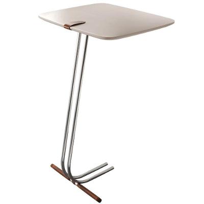 Mesa Apoio Lateral para Sofá Lisboa Pé Cromado Off White