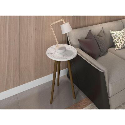 Mesa de Apoio Brilhante Carrara Pintura Efeito Mármore