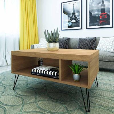 Mesa De Centro Liberty Carvalho Com 2 Nichos E Pés - Artely