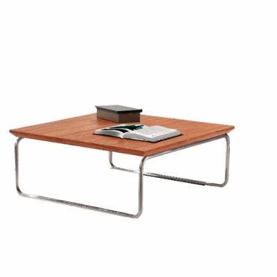 Mesa De Centro Munique 70x70 Cm Castanho Com Base Cromada